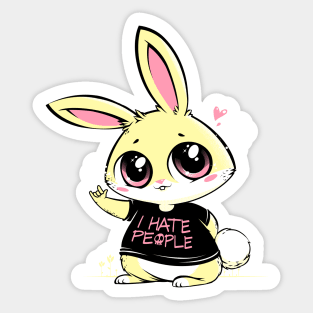 I Hate People Bunny Sticker